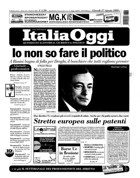 Italia oggi : quotidiano di economia finanza e politica